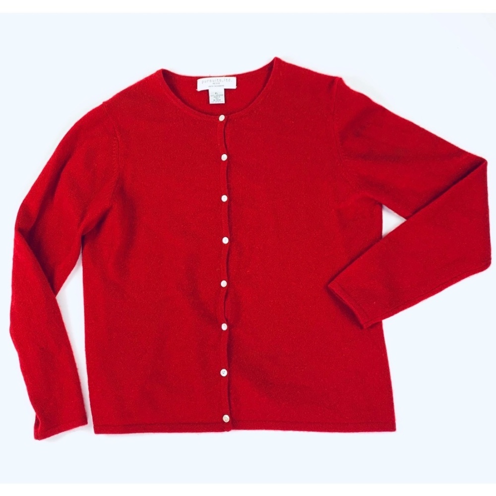 100% Cashmere Red Cardigan